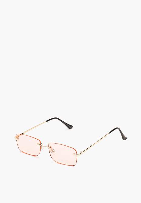 Różowe Prostokątne Okulary Przeciwsłoneczne z Filtrem UV Ellelirese