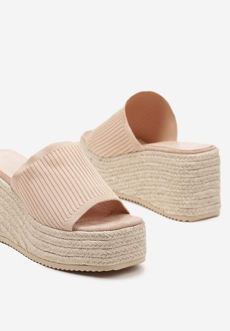 Bej Casual Papuci de casă în Stil Boho pe Platformă cu Împletitură Neltara 6