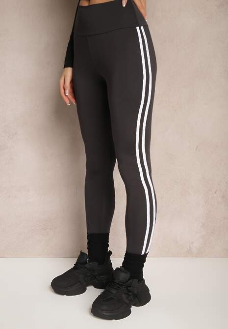 Ciemnoszare Legginsy High Waist z Lampasami Valondra 4