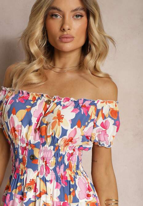 Rochie din Bumbac Talia Marcata cu Elastic si Nasturi Nelianne 5