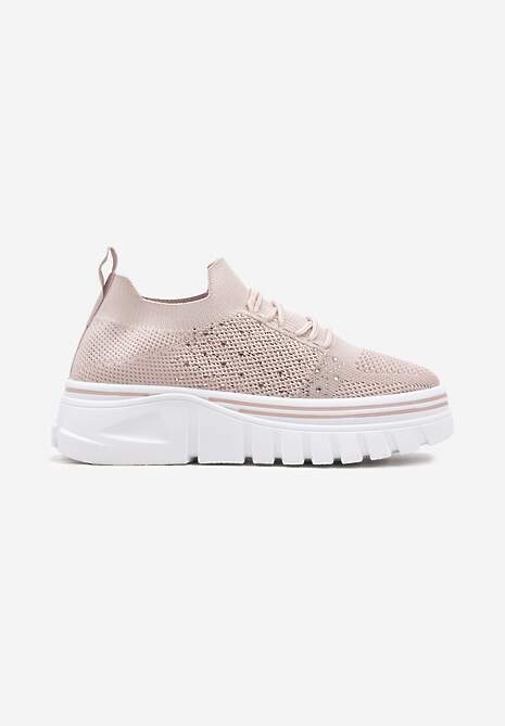 Różowe Sneakersy z Elastyczną Cholewką i Ozdobną Perforacją na Grubej Podeszwie Frilifea 4