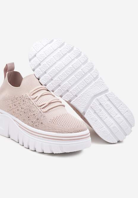 Różowe Sneakersy z Elastyczną Cholewką i Ozdobną Perforacją na Grubej Podeszwie Frilifea 6