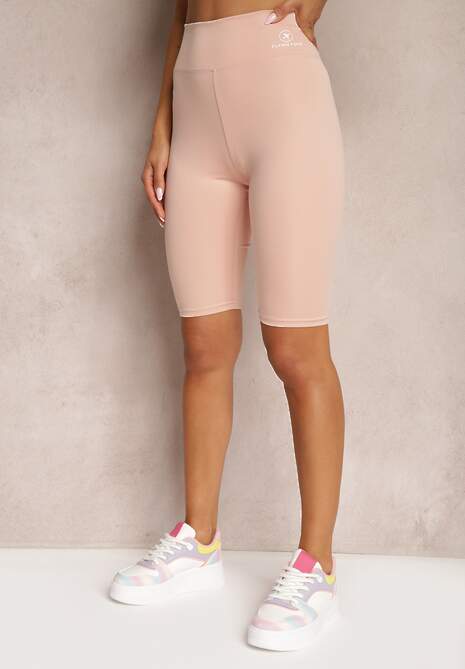 Różowe Szorty w Stylu Kolarek High Waist Wykończone Gumką w Pasie Elenea 4