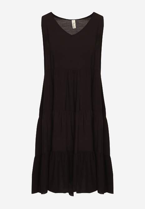 Czarna Bawełniana Sukienka o Rozkloszowanym Kroju Bez Rękawów Gladea 6