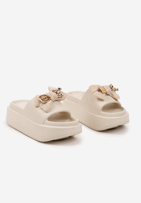 Bej Pantofi Slip-On Spumă cu Fundă Nellsina 5