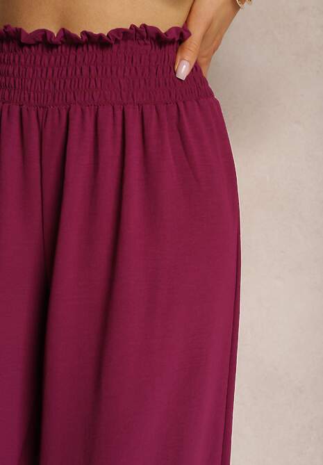 Pantaloni bordo cu talie înaltă, cu picioare largi și elastic în talie Risabessa 5