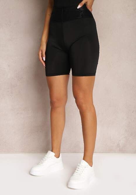 Czarne Kolarki Szorty High Waist z Koronką Cavima 4