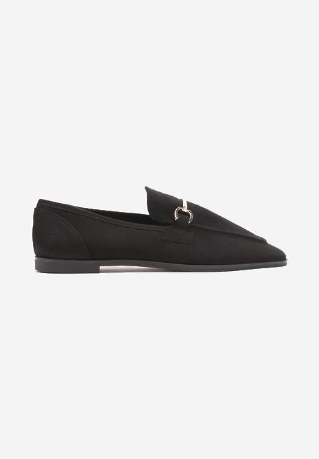 Mocasini Negri cu Talpă Plată în Stil Clasic Ornamentați cu Cataramă Vimallis 4