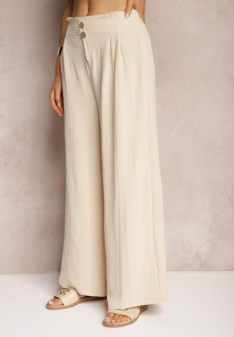 Bej Pantaloni în Stil Aladdin Talie Înaltă cu Elastic în Talie Riselma 4