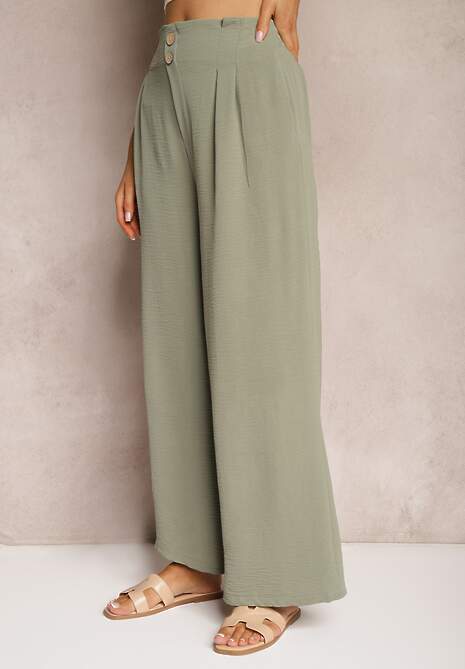 Pantaloni Verde Închis Stil Aladdin Talie Înaltă Elastic în Talie Riselma 4