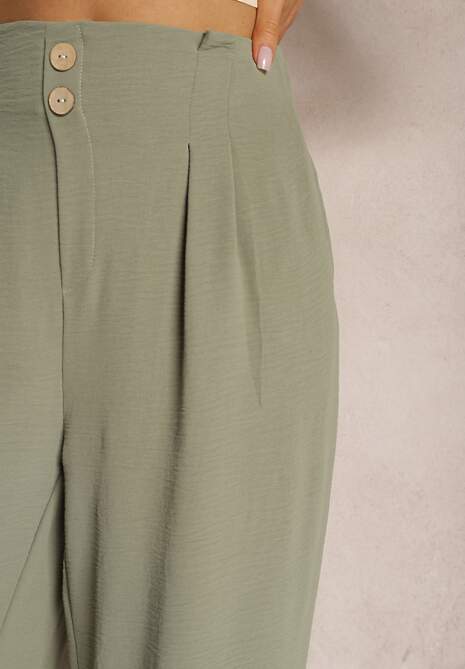 Pantaloni Verde Închis Stil Aladdin Talie Înaltă Elastic în Talie Riselma 5