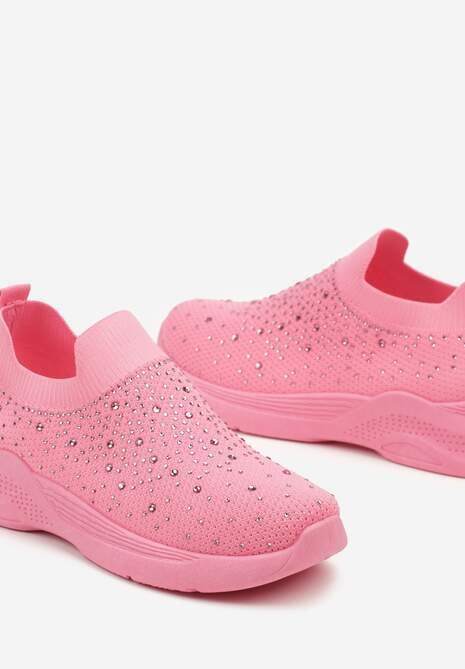 Różowe Buty Sportowe z Elastyczną Cholewką i Cyrkoniami Aribea 6