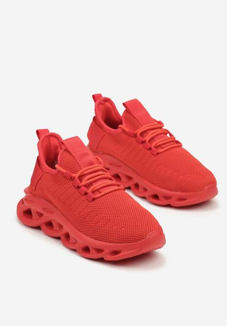 Czerwone Płaskie Buty Sportowe Sneakersy Ozdobione Tłoczeniem Rerceria 5