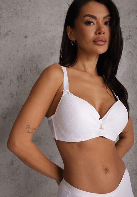 Jasnobeżowy Biustonosz Gładki z Usztywnieniem Henena