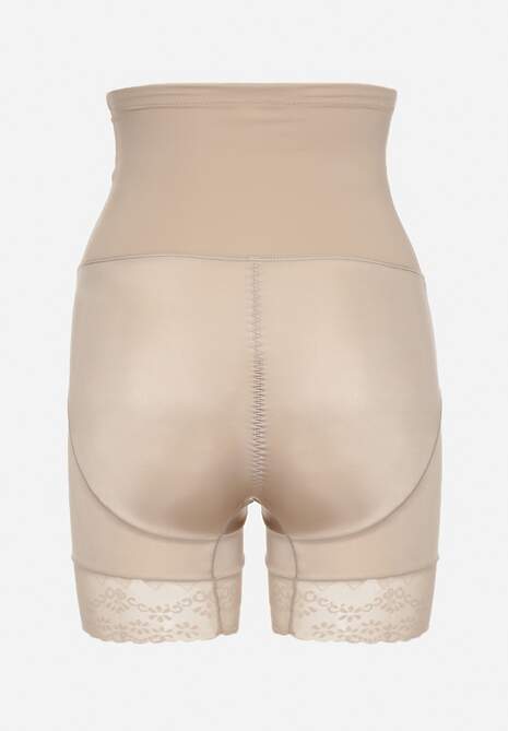 Ciemnobeżowa Bielizna modelująca Szorty High Waist Zakończone Koronką Dliana 7