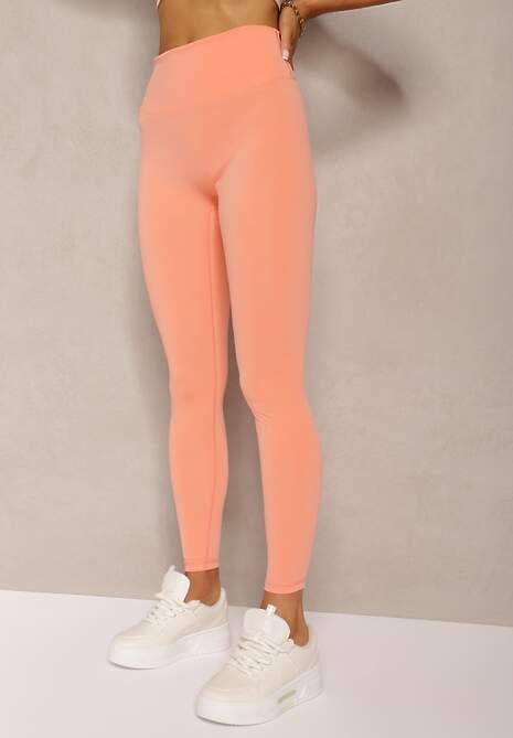 Pomarańczowe Sportowe Legginsy High Waist Quarefia 4
