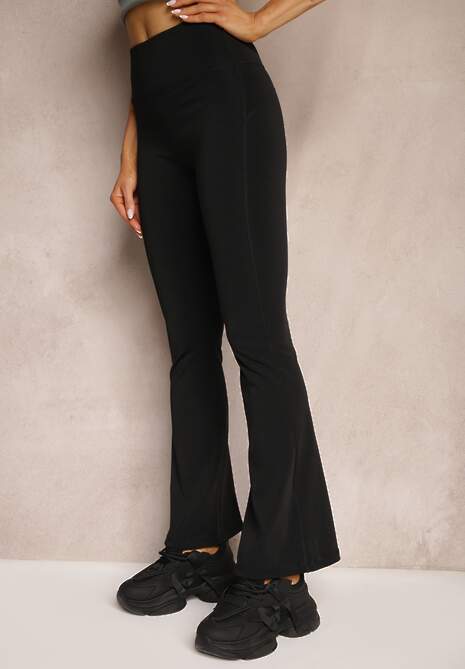 Czarne Spodnie Dzwony High Waist z Gumką w Talii Laramae 4