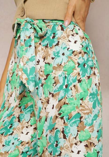 Zielone Spodnie z Szerokimi Nogawkami High Waist Eiren 5