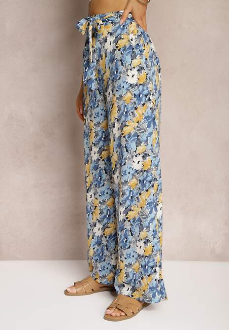 Niebieskie Spodnie z Szerokimi Nogawkami High Waist Eiren 4