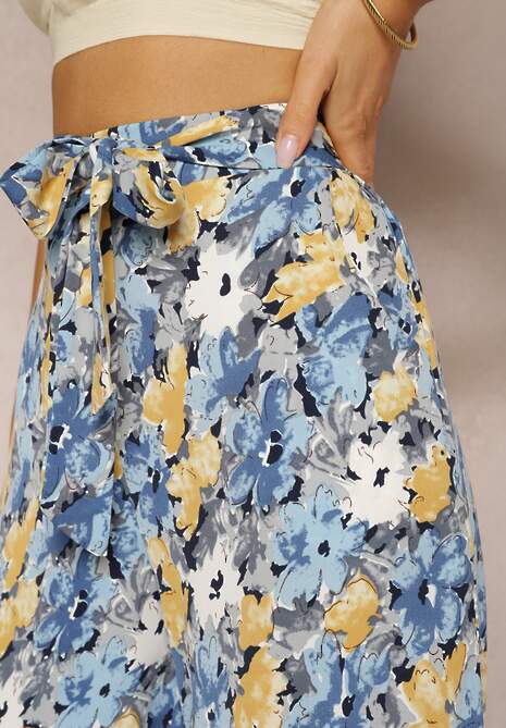 Niebieskie Spodnie z Szerokimi Nogawkami High Waist Eiren 5