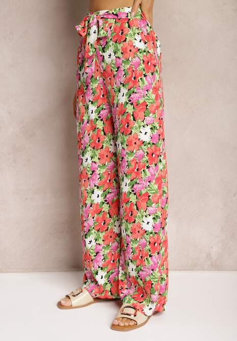 Czerwone Spodnie z Szerokimi Nogawkami High Waist Eiren 4