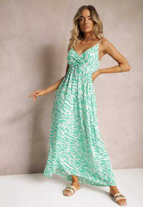 Zielona Taliowana Sukienka Letnia z Wiskozy Wenivia 4