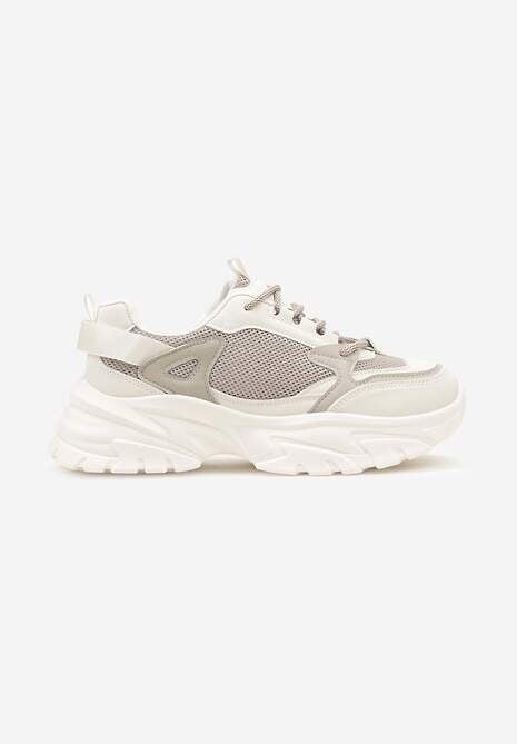 Szare Sneakersy na Platformie z Przeszyciami Pod Kostkę Benasia 4