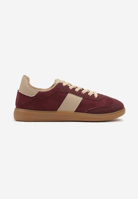 Bordowe Sznurowane Buty Sportowe Sneakersy na Płaskiej Podeszwie Morali 4