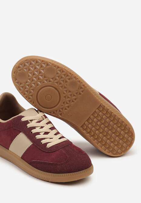 Bordowe Sznurowane Buty Sportowe Sneakersy na Płaskiej Podeszwie Morali 6