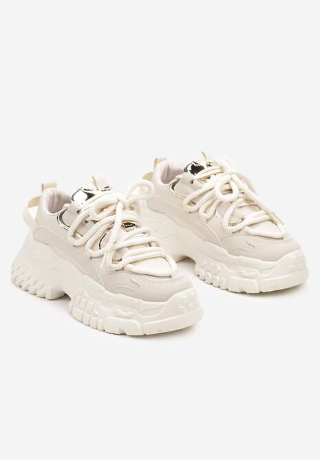 Beżowe Sneakersy z Podwójnymi Sznurówkami i Tłoczoną Platformą Luppoa 5