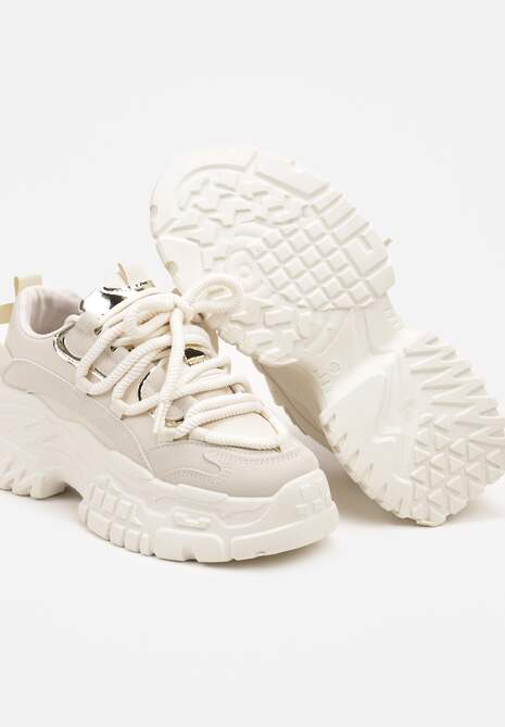 Beżowe Sneakersy z Podwójnymi Sznurówkami i Tłoczoną Platformą Luppoa 6