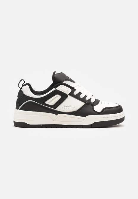 Czarno-Białe Sneakersy na Płaskiej Tłoczonej Podeszwie Vlietha 4