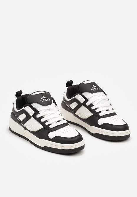 Czarno-Białe Sneakersy na Płaskiej Tłoczonej Podeszwie Vlietha 5