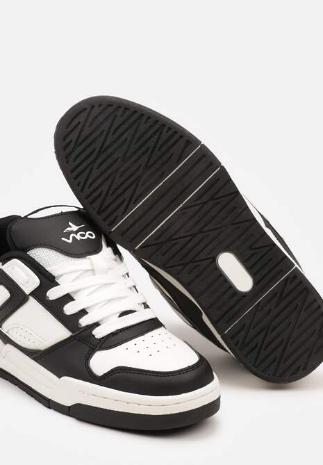 Czarno-Białe Sneakersy na Płaskiej Tłoczonej Podeszwie Vlietha 6