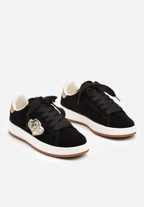 Czarne Sneakersy z Naszywką w Kształcie Serc Usitala 5