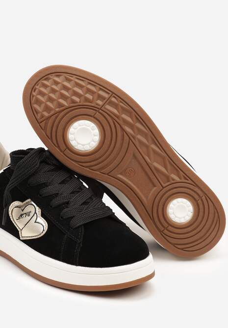 Czarne Sneakersy z Naszywką w Kształcie Serc Usitala 6