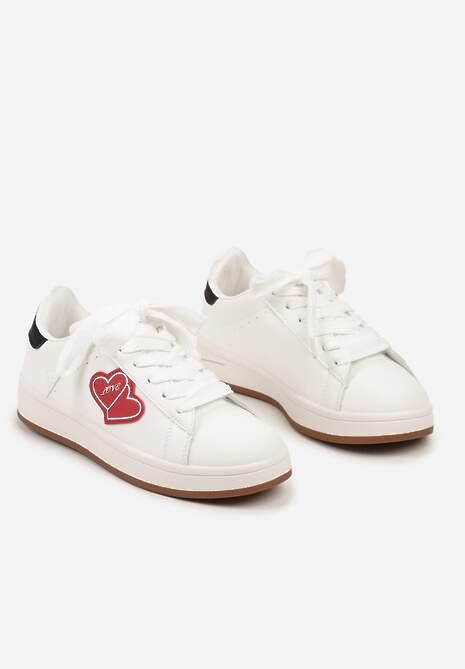 Białe Sneakersy z Naszywką w Kształcie Serc Usitala 5