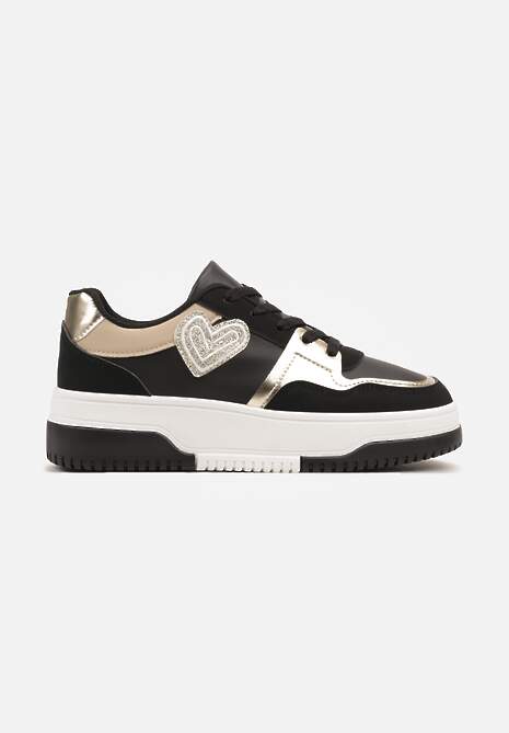 Czarne Sneakersy z Brokatową Naszywką w Kształcie Serca Avioneria 4