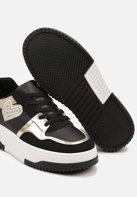 Czarne Sneakersy z Brokatową Naszywką w Kształcie Serca Avioneria 6