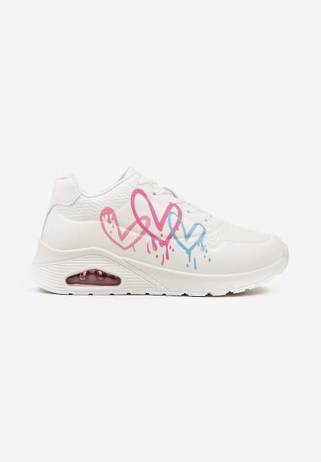 Białe Sneakersy na Platformie Wykończone Motywem Serc Vlirea 4