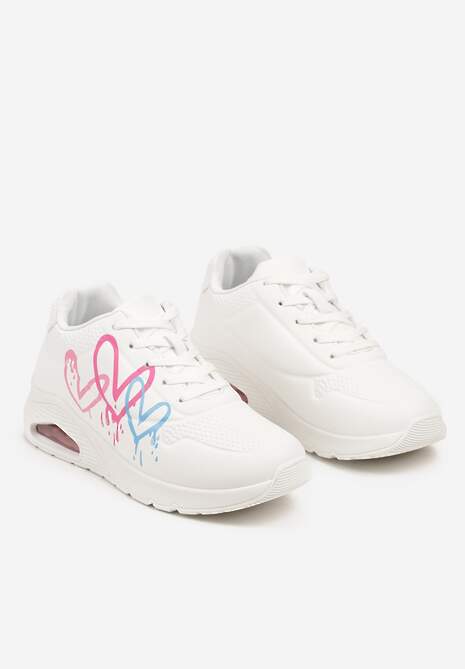 Białe Sneakersy na Platformie Wykończone Motywem Serc Vlirea 5