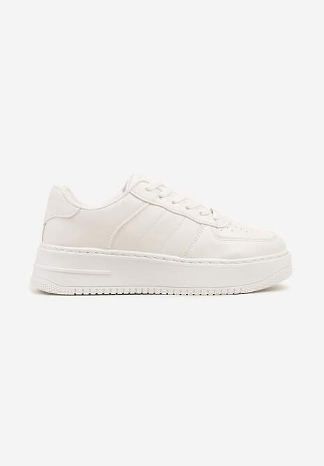 Białe Casualowe Płaskie Sneakersy Wykończone Perforacją Vlineara 4