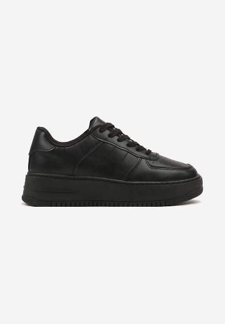 Czarne Casualowe Płaskie Sneakersy Wykończone Perforacją Vlineara 4