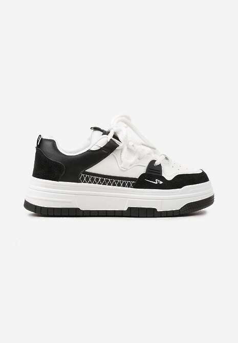 Czarne Sneakersy na Płaskiej Podeszwie Ozdobione Tłoczeniem Mlimara 4