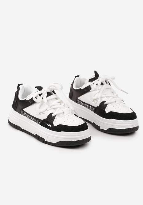 Czarne Sneakersy na Płaskiej Podeszwie Ozdobione Tłoczeniem Mlimara 5