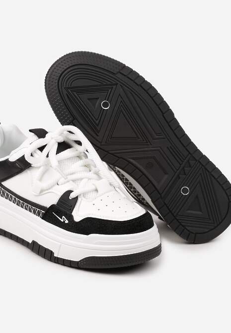 Czarne Sneakersy na Płaskiej Podeszwie Ozdobione Tłoczeniem Mlimara 6