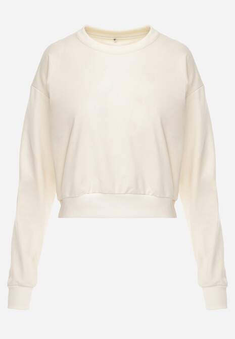 Jasnobeżowa Bluza z Bawełną ze Ściągaczami przy Rękawach i w Pasie Alberia 6