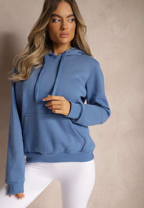 Niebieska Bluza Basic z Kapturem Corbetes 4