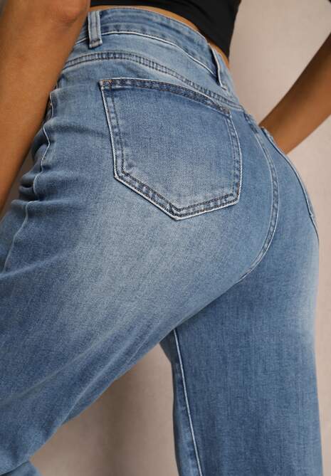 Niebieskie Jeansy z Bawełną High Waist o Szerokim Kroju Navisema 5