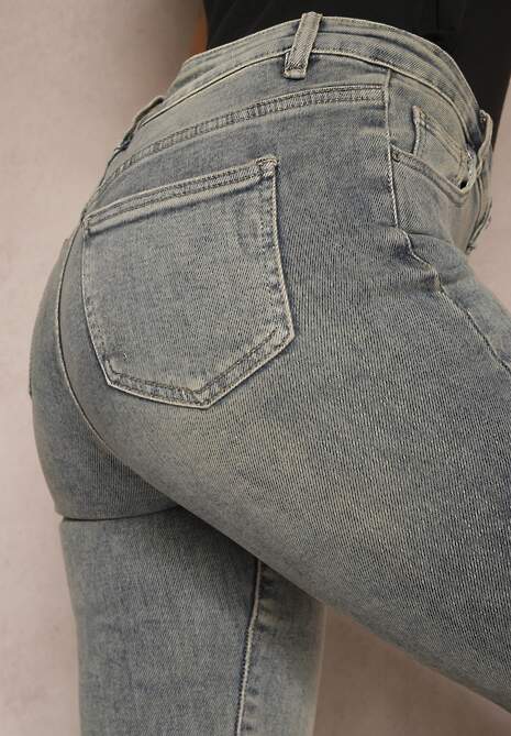 Ciemnoszare Skinny Jeansy z Bawełny High Waist Navilare 5